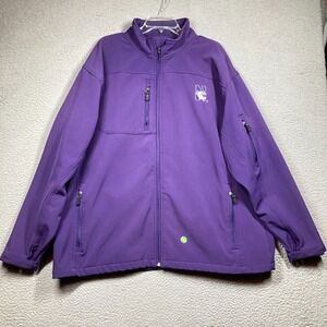 Northwestern University Wildcats Jacket Mens 2XL Purple Full Zip Mock Neck FLAWS
